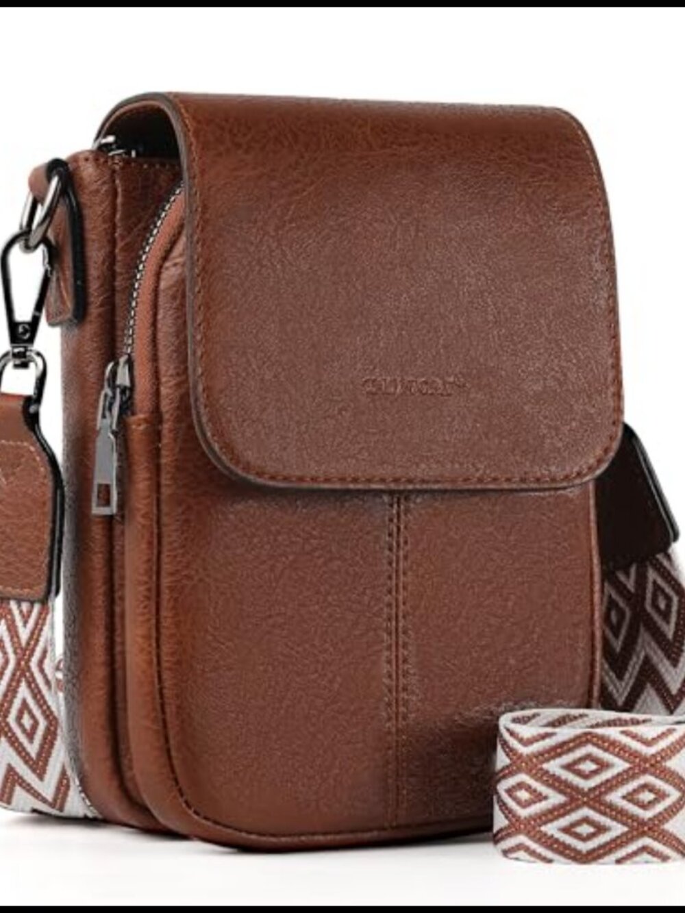 Vegan Leather Crossbody Phone Purse RFID Wallet 6 Card Slots Adjustable Strap